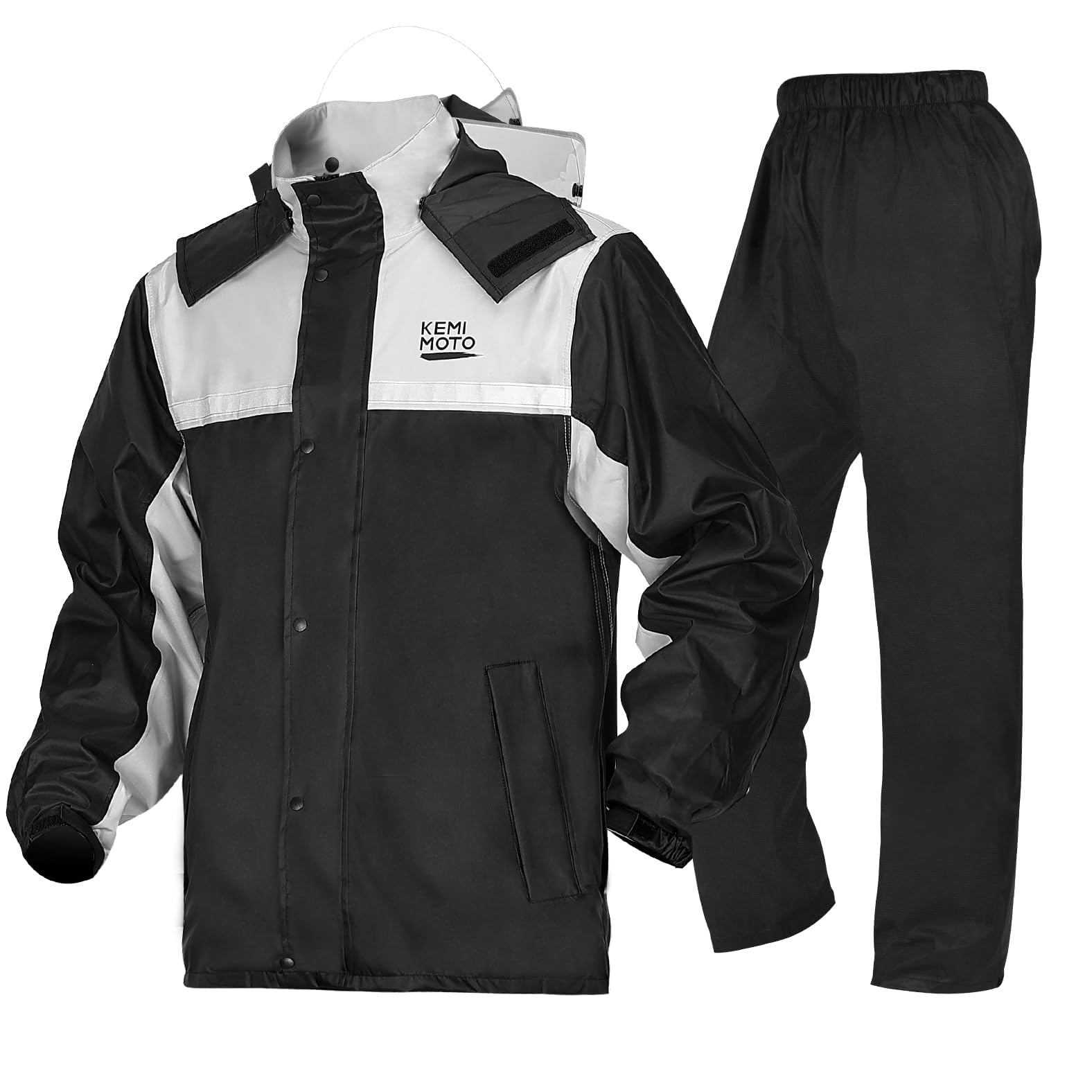 

Motorcycle Rainwear Raincoat Waterproof 10000mm Water Pressure Set Rain Suit Motorcycle Rain Jacket Raincoat with Back Detachable Transparent чёрный