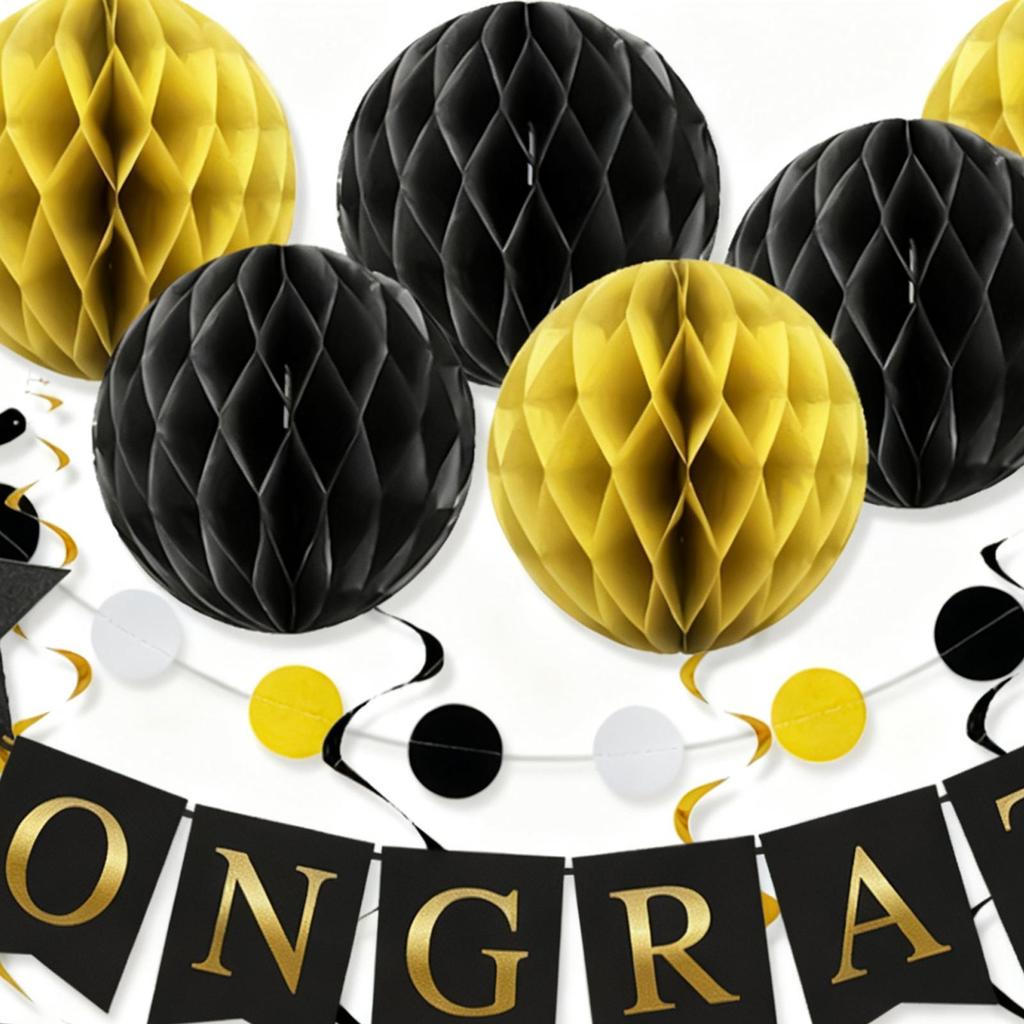 Graduation Banner Graduate Sign Set Paper Stars Balls Happy Graduation Banner For College High School University Door Ceiling
