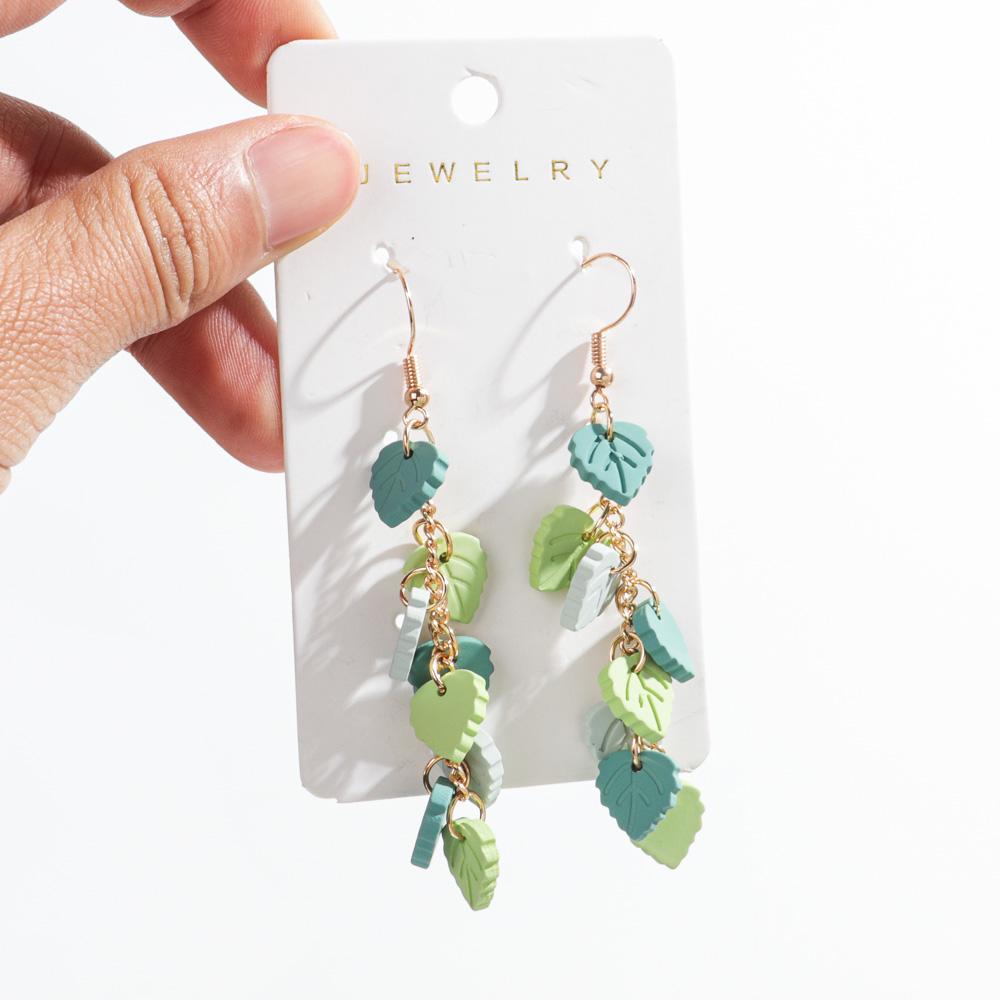 New Trendy Saint Patrick's Acrylic Earring for Women Fashion Green Leaf Geometric Long Drop Earrings Statement Jewelry Gift