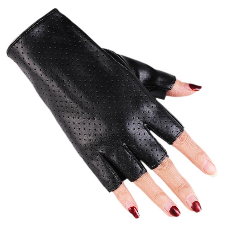 

New Men and Women s Street Dance Half Finger Leather Gloves Nightclub Pole Dance Mesh Gloves Performance Dance Dance Gloves One Size