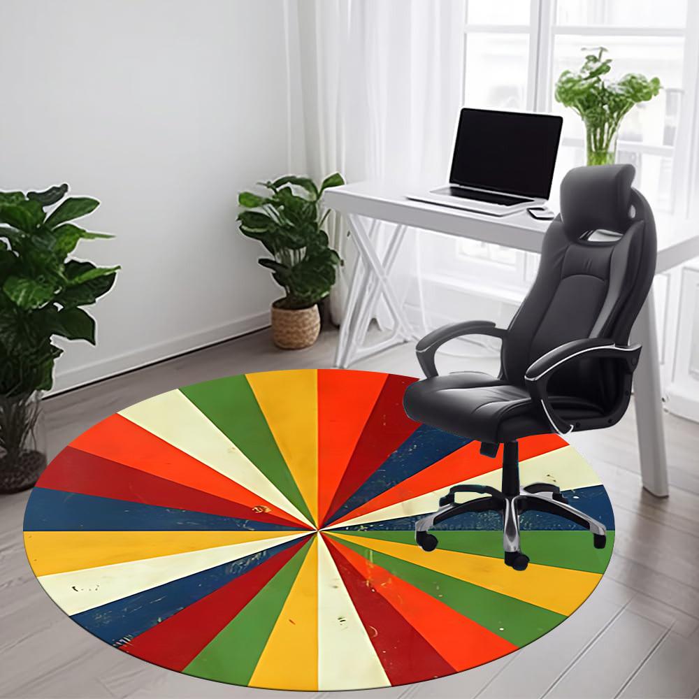 1PC Color Wheel Office Round Area Rug, Mat Suitable For Office, Under Office Chairs Bedroom Living Room Home Decor, Room Deco