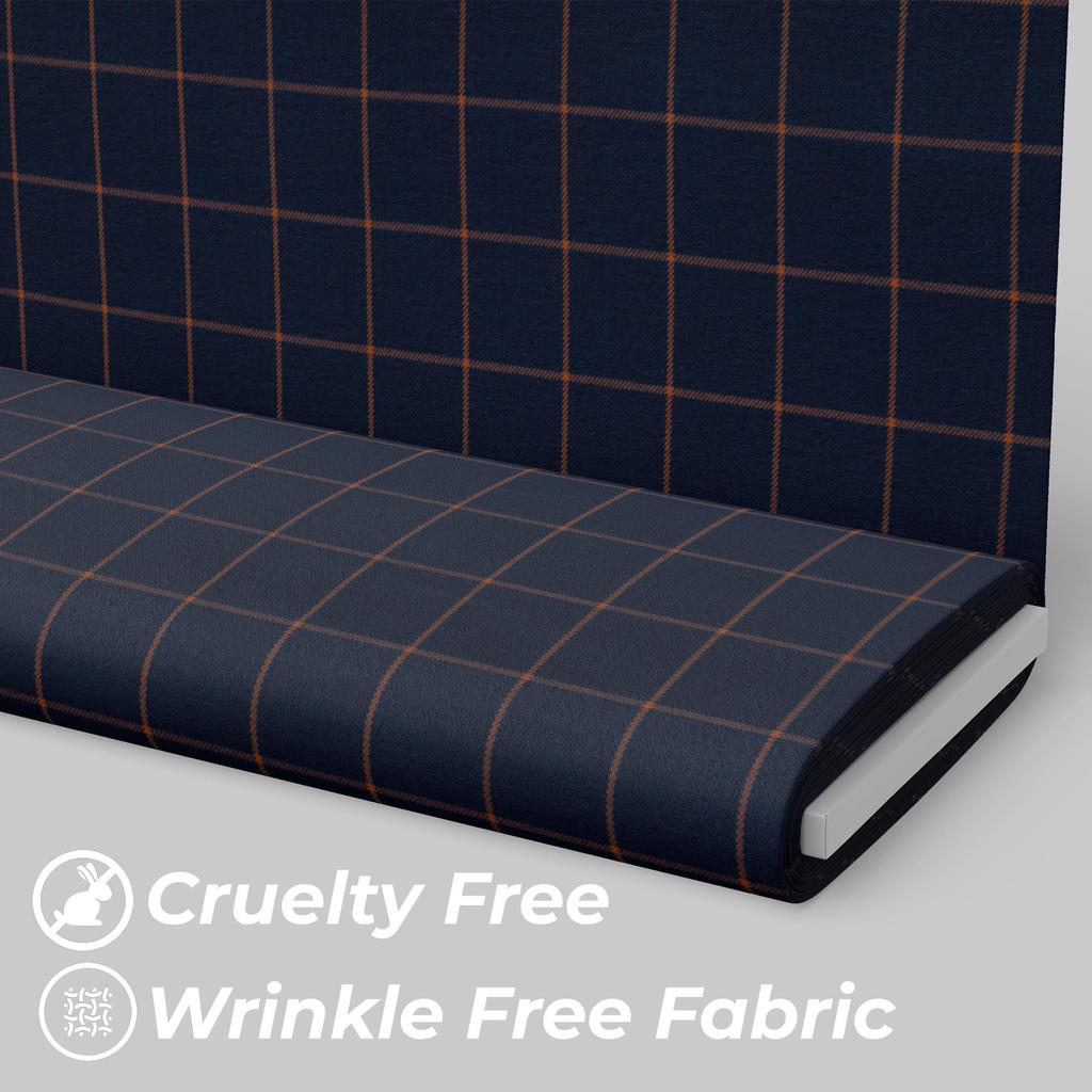 Navy Blue Party Wear Coat Fabric - Premium Blend of 70% Viscose & 30% Polyester