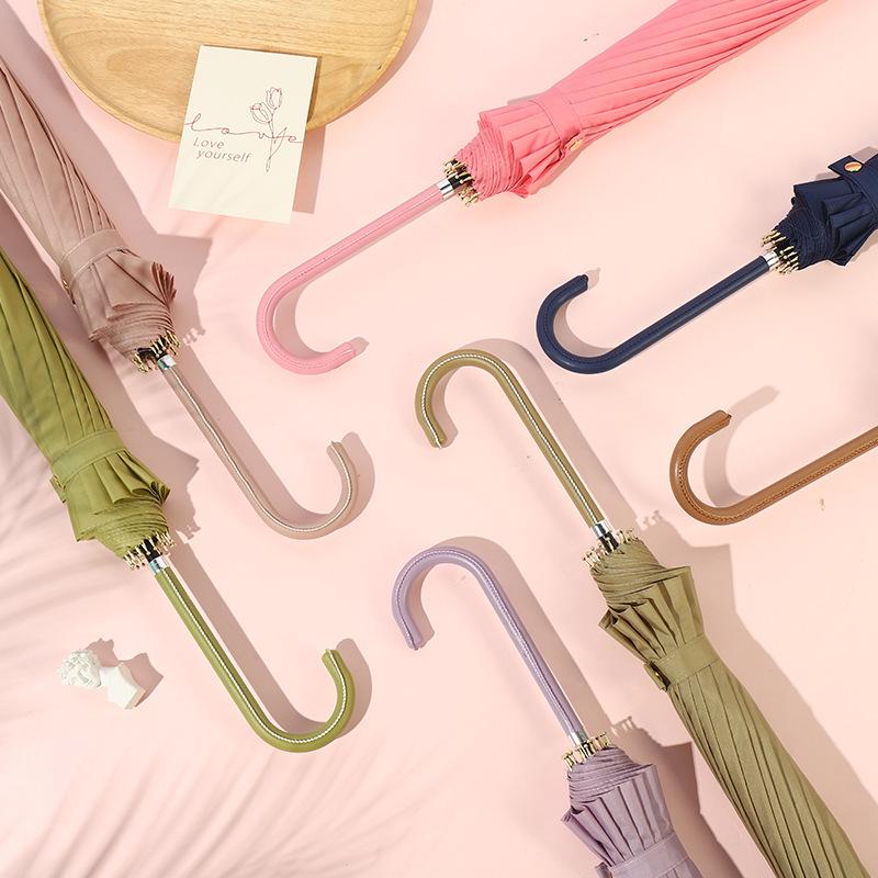 16-Rib Wind-Resistant Long Handle Umbrella with Custom Logo