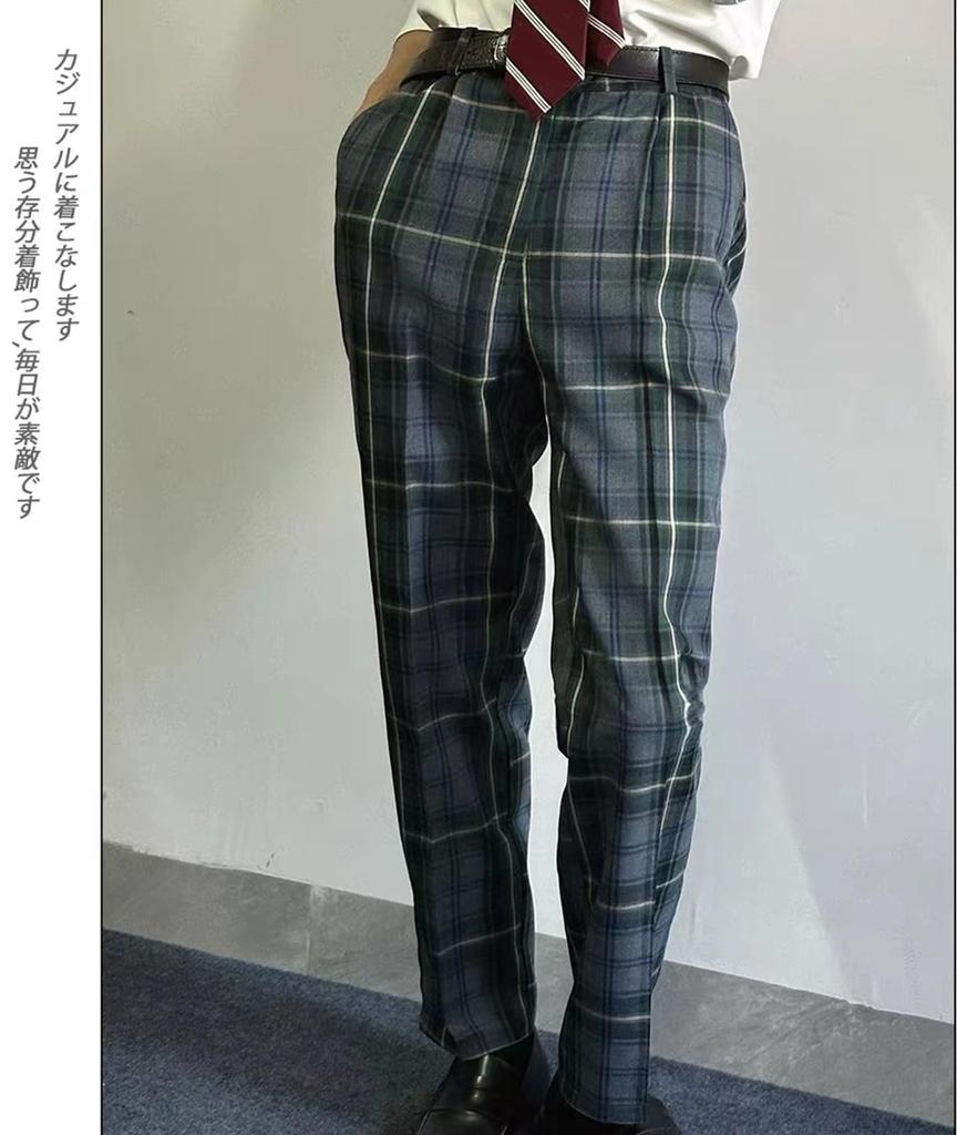QOOLY School Checkered Shirt and Size for Entrance and Events Boys' Uniform, Pants, Gray, L, Commuting, Ceremonies, Graduations,