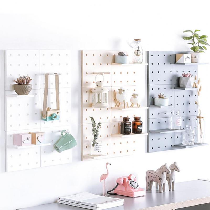 Plastový úložný prostor pro děrované desky do obývacího pokoje, kuchyně, ložnicová příčka, nástěnný závěs, nástěnný úložný regál, domácí spotřebiče