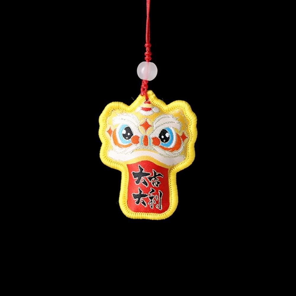 Awakened Lion Lion Dance Embroidered Pendant Brocade Car Hanging Ornaments Festive Accessory