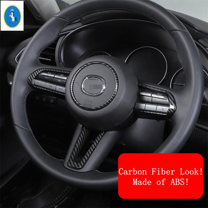 Carbon Fiber Auto Gear Head / Window Glass Lift / Steering Wheel / Door Speaker Accessories Cover Trim For Mazda 3  -