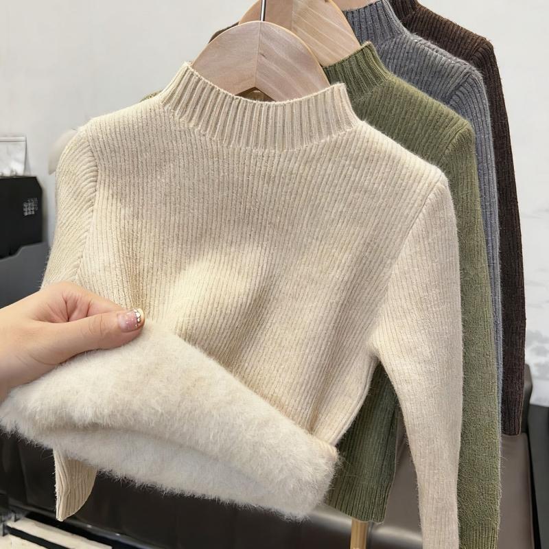 Baby Winter Sweater Girls And Boys Solid Color Thicken Velvet Warm Knitted Pullover Tops Kids Korean Version Sweater