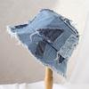 Beggar Style Retro Fisherman Hat Patched Sun Protection Basin Cap Fashion Denim Bucket Hat  Women