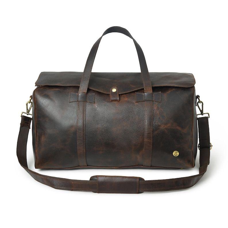 Personalized Full Grain Leather Duffle Bag: Burgundy Monogrammed Weekender