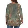 Dámské topy plus size s dlouhým rukávem, košile s výstřihem do V, ležérní oblečení, oblečení, potištěné topy