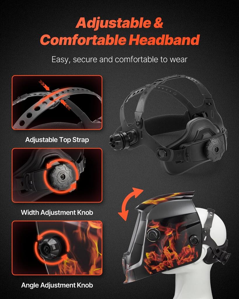 Welding Helmet Auto Darkening, 93 X 43 Mm True Color Welding Hood, Solar-Powered Welder Mask 2 Arc Sensors, Shade 4/9-13 for TIG MIG ARC Weld Grinding