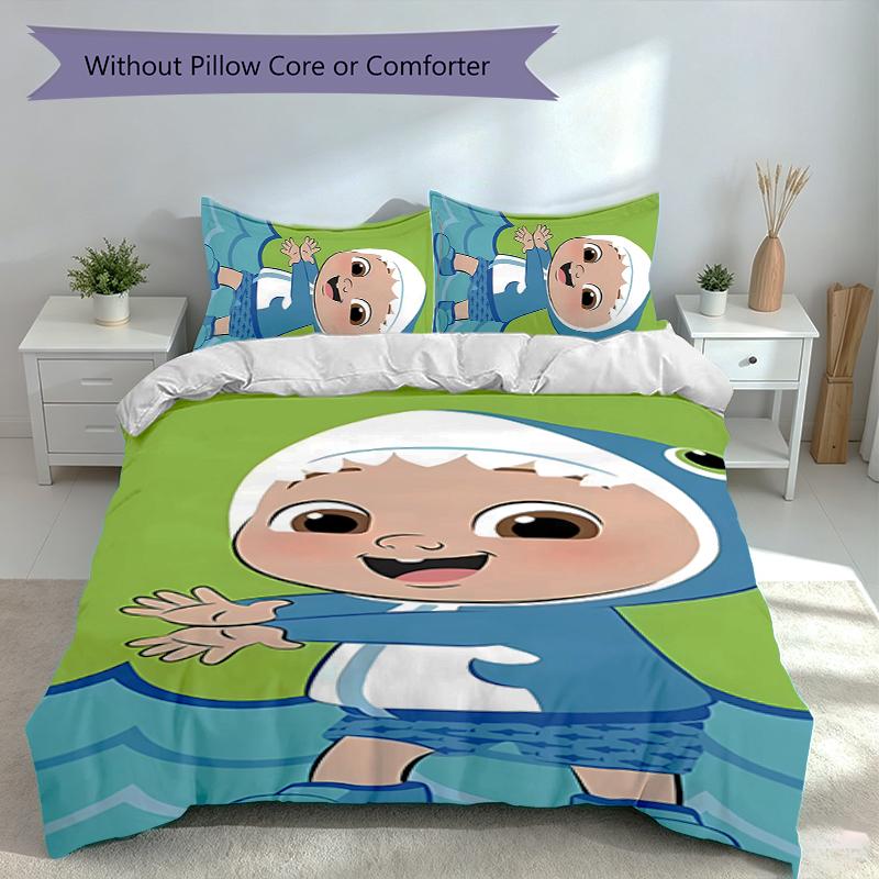 3pcs Jay Franco Cocomelon Duvet Cover Set, Includes 1 Duvet Cover and 2 Pillowcases,Skin-Friendly&Comfortable Fabric,Suitable Bedding Sets