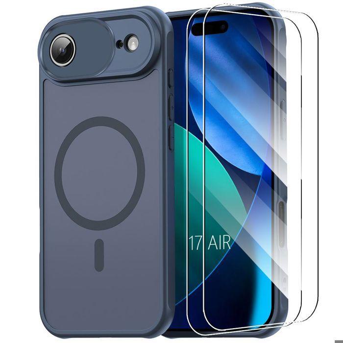 Coque de Protection - BOOLING - iPhone Air - avec Anneau Magnétique - Bleu Marine - 2 Vitres