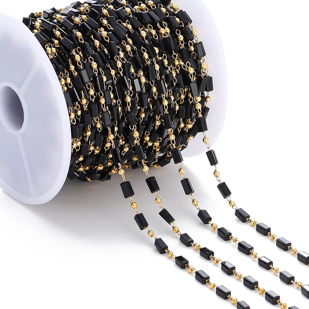 1Meter Bohemian Necklace Chain Cuboid Cube Beads Chains for DIY Necklace Bracelets Jewelry Making Accessories Handmade Chain