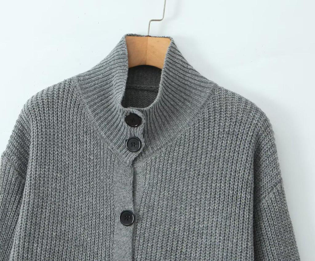 2025 Fall/Winter Women's High-End Knit Cardigan Trench Coat - Mid-Length Button-Up