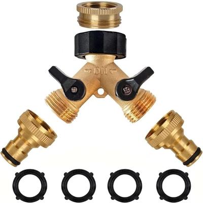 Distribuidor de Mangueira de Latão - Distribuidor Tipo Y para Torneira de 1/2" e 3/4" com Válvula Liga/Desliga, Conector de 2 Vias para Casa Jardim Exterior