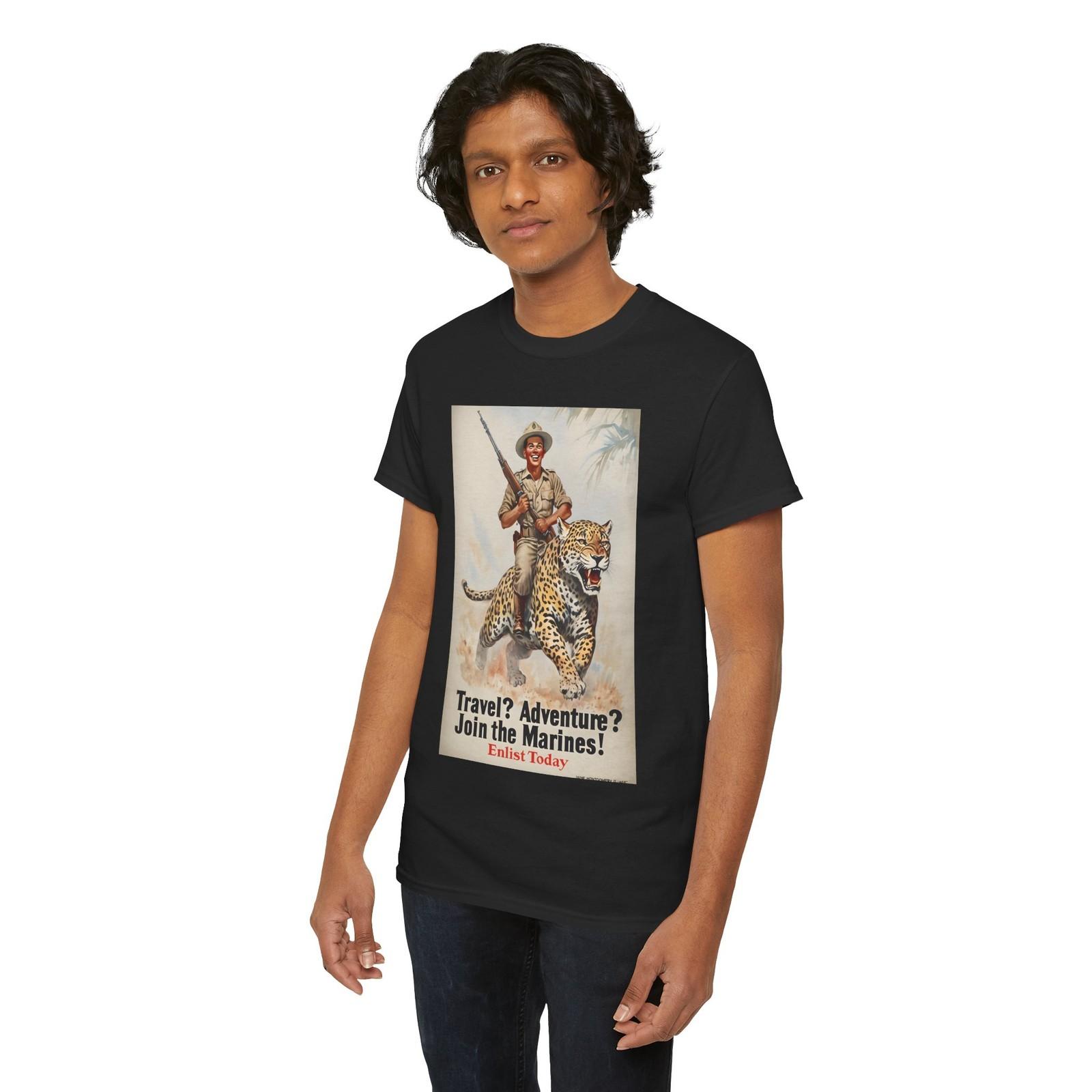 Adventure Awaits T-Shirt Retro Military Outdoor Exploration Tee Action Fun S