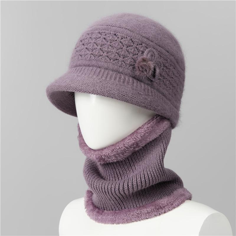 Hat female winter thermal hat piled thick knitted wool hat mother-in-law cotton hat