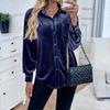 Retro Lapel Velvet Cardigan Shirt for Women - Long Sleeve, Autumn/Winter Collection 2026, European and American Style.