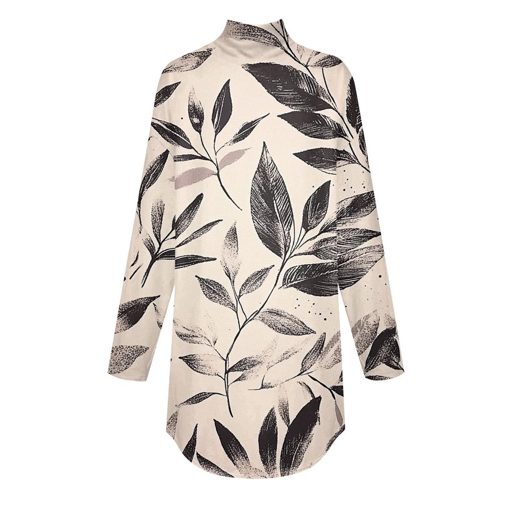 Tee Shirts For Women Fall Casual Long Sleeve Shirts Sweatshirt Vintage Printed High Neck Top Pullover