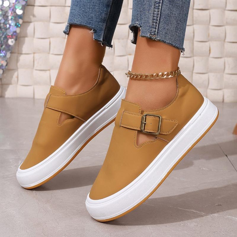 Fashion 2024 Shoes for Women Buckle Strap Women's Vulcanize Shoes Fashion Solid Ladies Casual Shoes Hot Sale Round Head Classic Sneakers