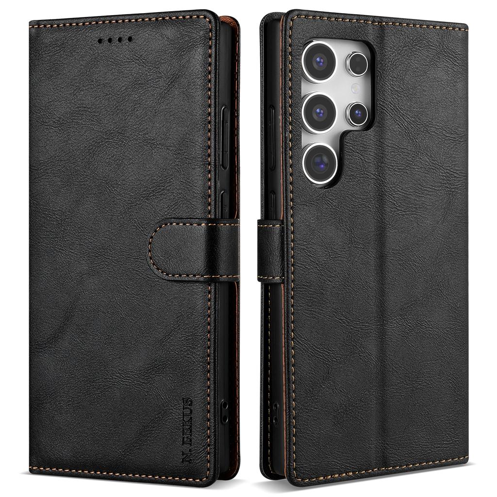 N.BEKUS CSJ-001 For Samsung Galaxy S24 Ultra Case Wallet Card Slots Phone Leather Cover