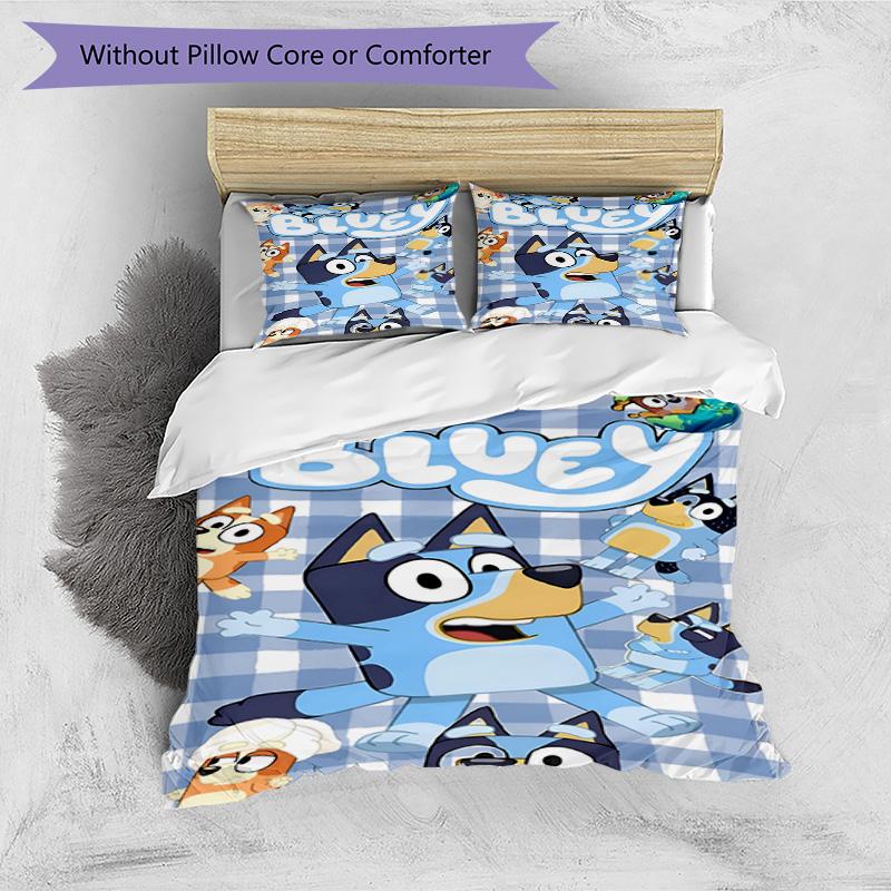 3pcs Duvet Cover Set (1*Duvet Cover + 2*Pillowcase, Without Core), Bluey Print Bedding Set, Bedroom Decor, All‑Season, Birthday Gift