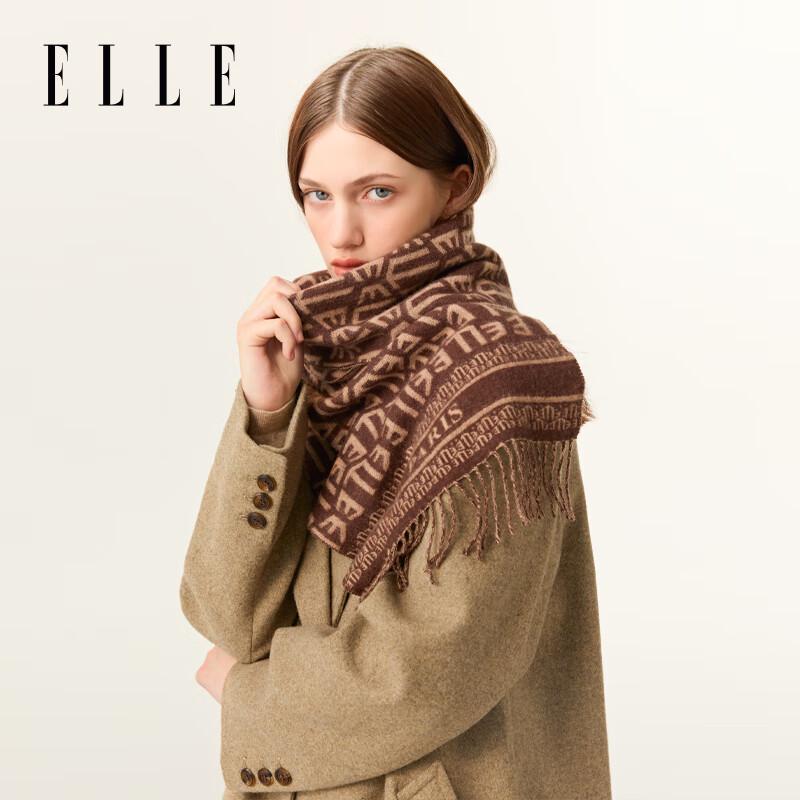 ELLE Classic Logo 100% Wool Scarf & Shawl