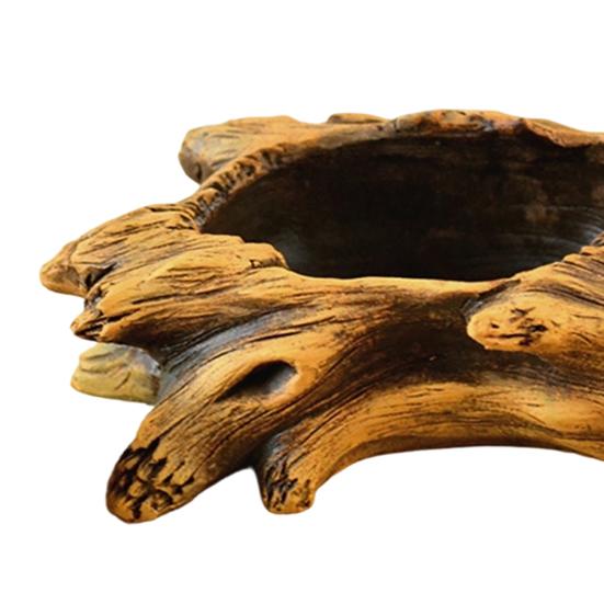 Flowerpot Hand-Painted Imitation Old Tree Stump Shape Outdoor Garden Planter Cement Texture Weatherproof Plant Container