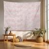 Retro Japanese Cherry Blossom Tapestry, Deep Indigo Flowers Wall Art Hanging Decoration Polyester Fiber White Ruffled Around For