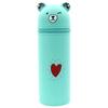 Cartoon Bear Kawaii Canvas Fabric Pencil Case Soft Silicone Zipper Pen Holder Students Convenient Exam Stationery Storage U+