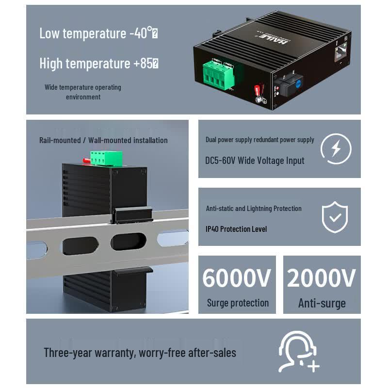 HAILE Industrial Gigabit Fiber Optic Transceiver Set