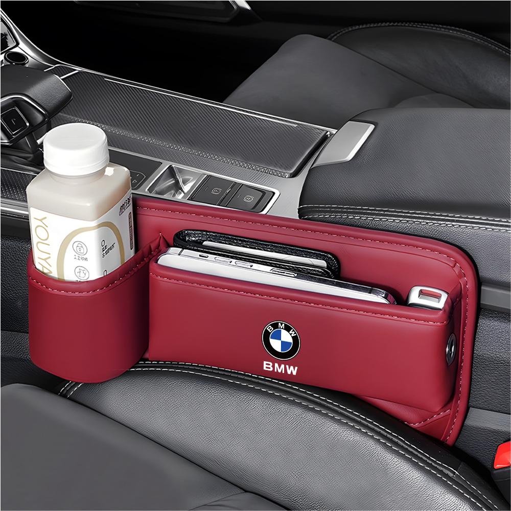 Für BMW Performance M PU Leder Auto Mittelkonsole Seite Sitz Lückenfüller Organizer Box Autositz Lückentasche Multifunktions-Sitzorganizer
