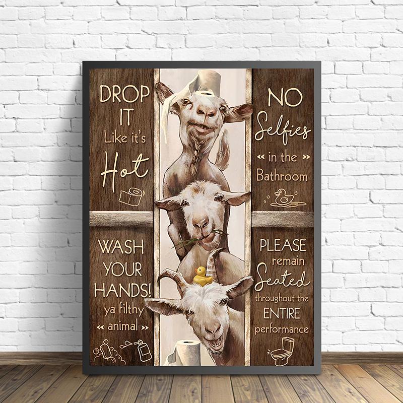 Toilet Rules Wall Art Canvas Painting Funny Bathroom Animal Cow Donkey Giraffe Posters and Prints HD Picture Bathroom Home Decor