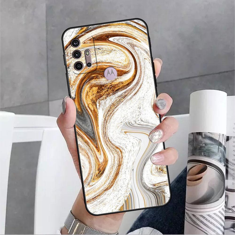 Hülle für Motorola G30 G60 Edge 20 G9 G22 G8 Power G31 G500 G50 30 Pro Schwarz Soft Phone Capas Granit Marmor