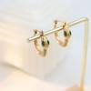 French Retro Titanium Steel Serpentine Green Eye Zircon Earrings High-End Light Luxury Niche 18K Titanium Steel Earrings