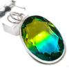 Natural Bi-Color Tourmaline Gemstone 925 Sterling Silver Pendant 1.97" L5B39