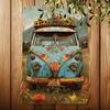 Vintage Floral Bus Metal Tin Sign, Iron Wall Decor for Gym, Cafe, Garage, Restaurant, Home, Bedroom - Indoor & Outdoor Retro Flo
