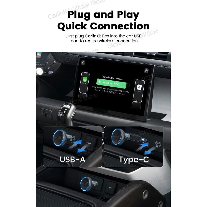 Mini Ultra 3 CarlinKit Wireless Android Auto & CarPlay Adapter 2.4Ghz&5Ghz WiFi BLE Auto Connect OTA Upgrade Mini Smart Car Box