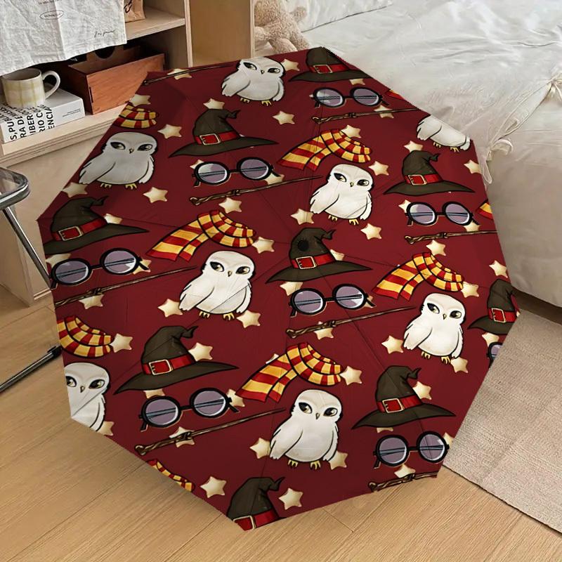 1PC Harry Potter Owls Umbrella-8-Rib Reinforced, Automatic Open, Lightweight & Durable, Cute Fashion Accessory for Outdoor, D2630
