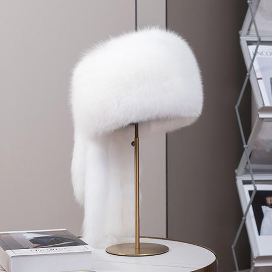 

Лидер продаж, зимние роскошные шапки из натурального лисьего меха для русских женщин, толстая теплая шапка, женская шапка из натурального пушистого лисьего меха с хвостом 55cm-60cm белый