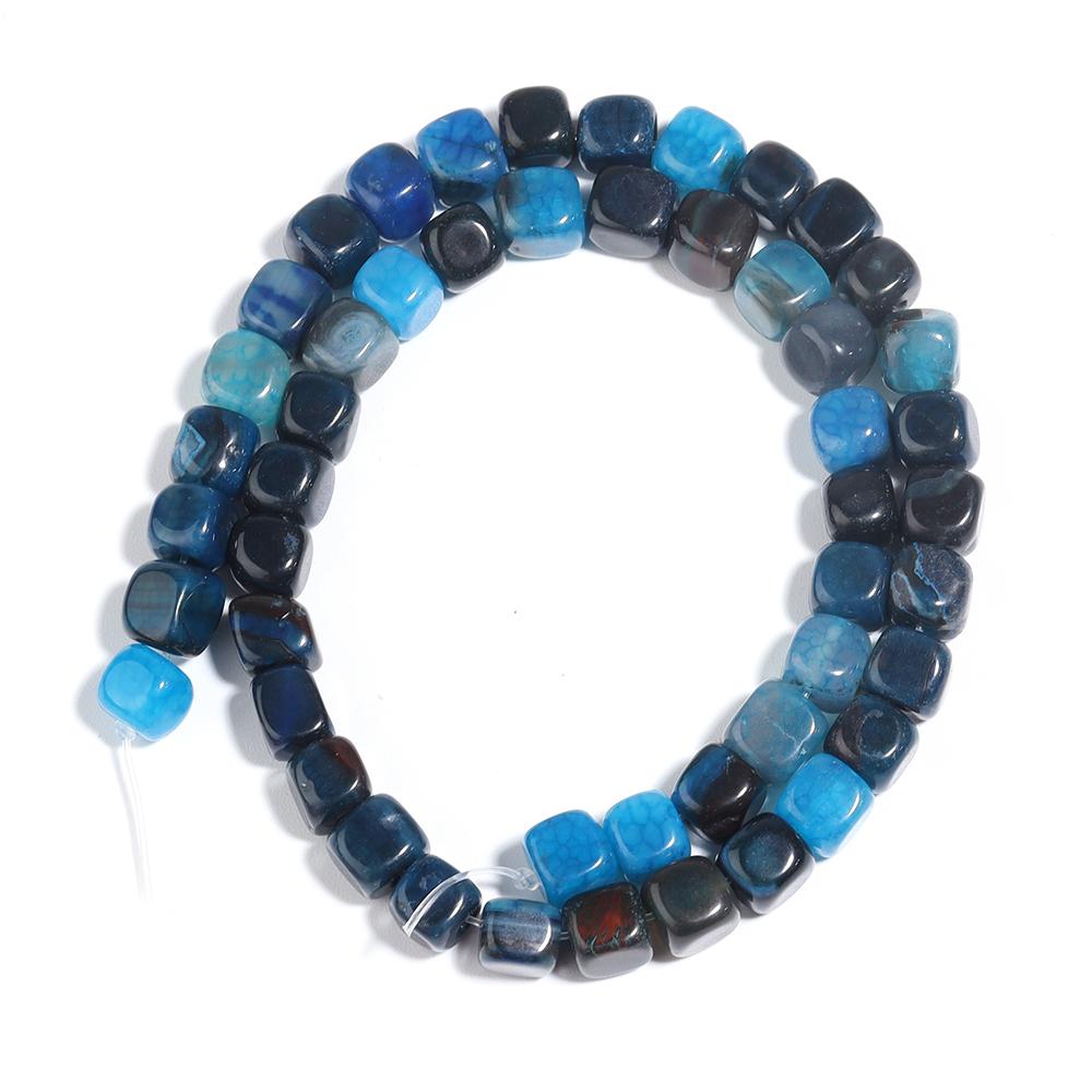 Natural Stone Square Beads 8mm Striped Agate Tube Stone Loose Spacer Beads For Jewelry Making Accessories DIY Bracelet Keychain