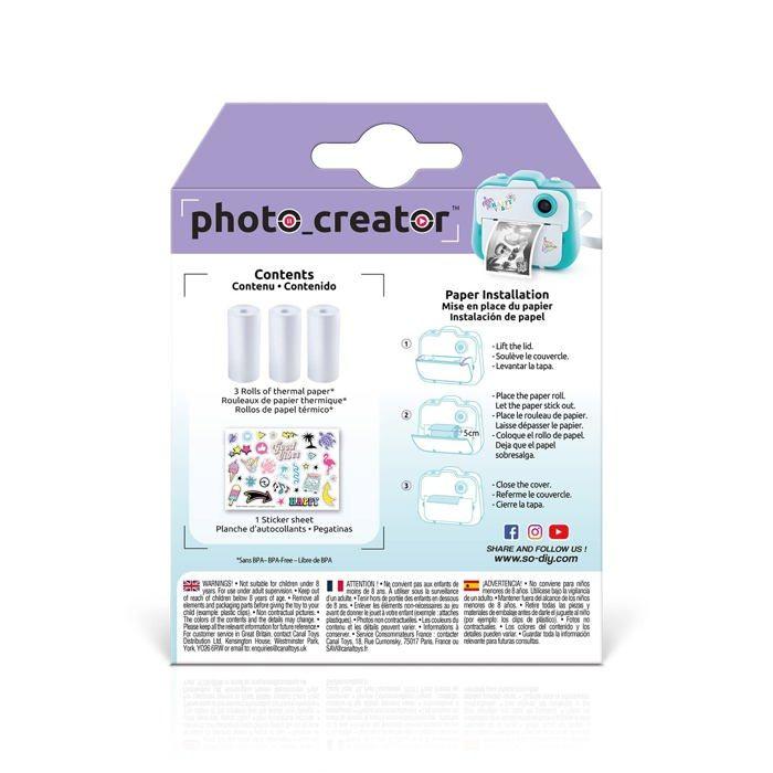 Papier photo - CANAL TOYS - CLK002 - 3 rouleaux - Compatible avec CLK1 - Autocollants inclus
