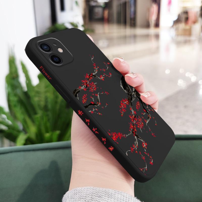 Cold Plum Snow Phone Case For iPhone 12 11 X XR XS 8 7 SE2 Plus Pro Max Mini Silicone Cover