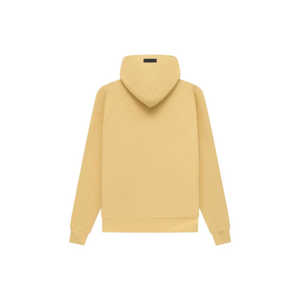 Fear Of God Essentials SS23 Waffle Raglan Hoodie Light Tuscan Logo Print Fleece Warm Hooded Sweatshirt Men hoodies Egg-Yellow FOG-SS23-033