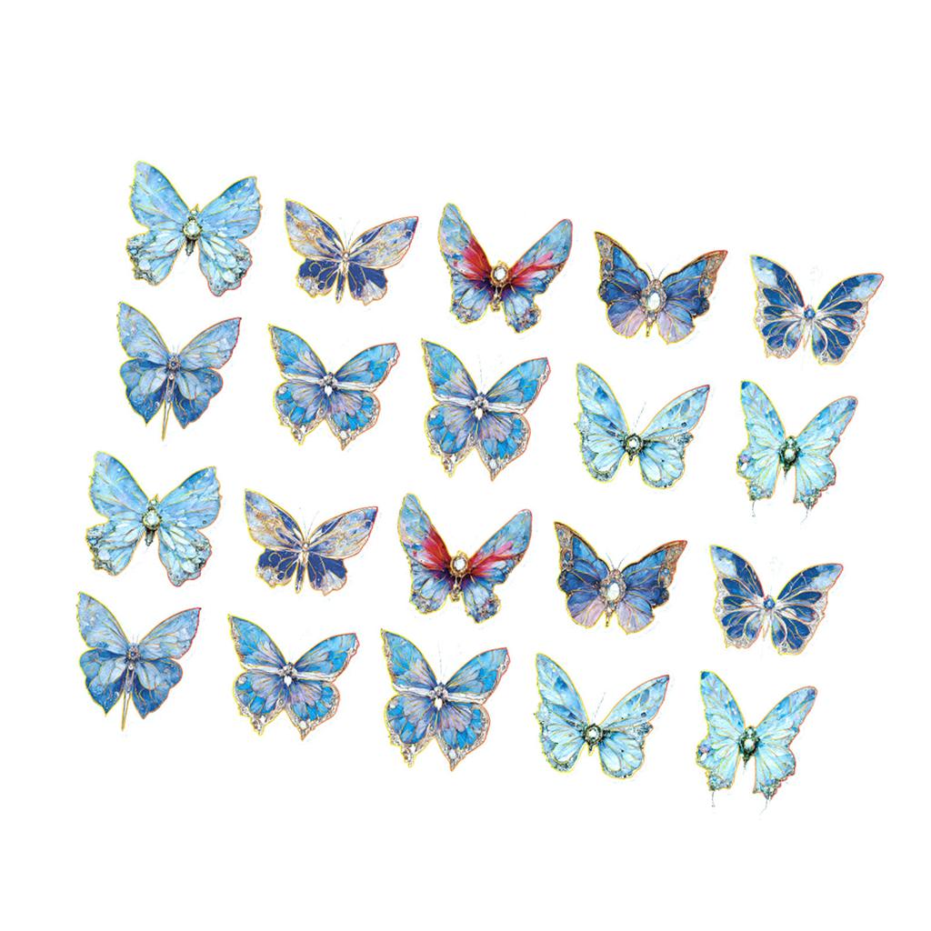 20 Bucăți Autocolante Fluturi Aurii Laser DIY Autocolante Decal pentru Scrapbooking Agende Caiete Foto