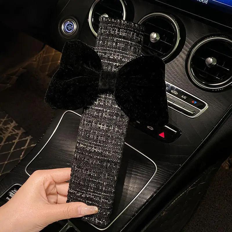 New Cute Cartoon Bowknot Car Tissue Box Female Car Seat Back Armrest Paper Box Seatbelt Cover Interior Decoration Supplies