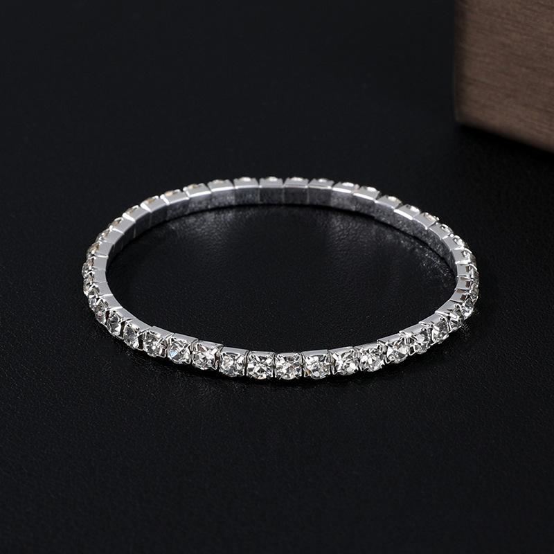 Jewelry Full Diamond Single Row Elastic Bracelet Bridal Versatile Rhinestone Bracelet Claw Chain Diamond Bracelet