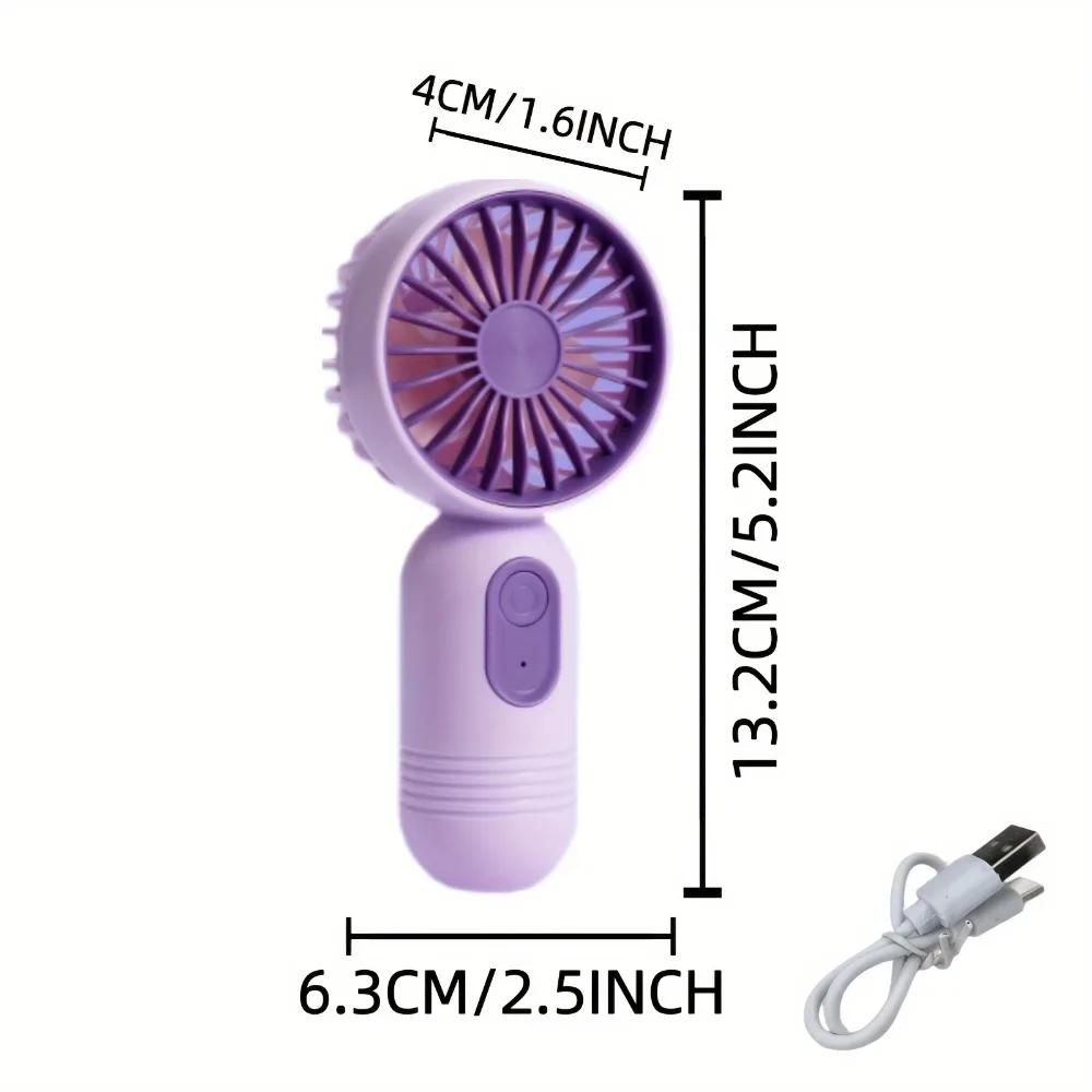 1pc Mini Portable Fan, USB Rechargeable 3-Speed Handheld Desktop Fan with Button Control, ABS Material